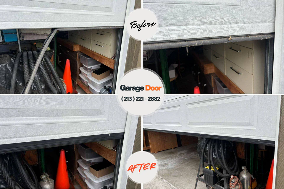 Before and after: garage door repair Aurora, OR